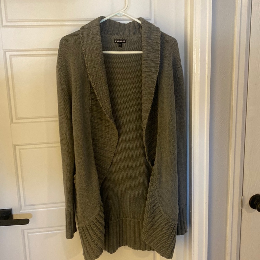 Express grey knit sweater, size large.